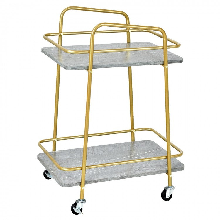 Mobile Double-Decker Kitchen Cart with Casters