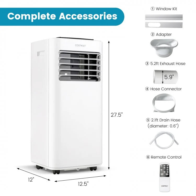 8000 BTU (ASHRAE) Multifunctional Portable Air Conditioner with App Control