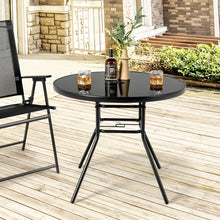 Charger l&#39;image dans la galerie, Costway Modern Black Round Dining Table with Umbrella Hole - Suitable for Patio, Garden, and Dining Room
