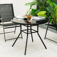 Charger l&#39;image dans la galerie, Costway Modern Black Round Dining Table with Umbrella Hole - Suitable for Patio, Garden, and Dining Room
