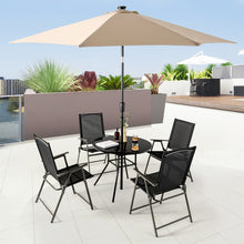Charger l&#39;image dans la galerie, Costway Modern Black Round Dining Table with Umbrella Hole - Suitable for Patio, Garden, and Dining Room
