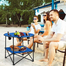 Load image into Gallery viewer, 2-Tier Foldable Table Camping with Portable Carrying Bag and 4 Cup Holders - Suitable for Beach and Fishing
