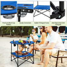 Load image into Gallery viewer, 2-Tier Foldable Table Camping with Portable Carrying Bag and 4 Cup Holders - Suitable for Beach and Fishing
