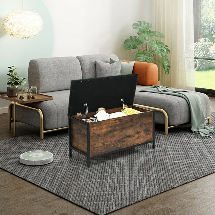 Vintage Entryway Padded Long Storage Ottoman Shoe Bench