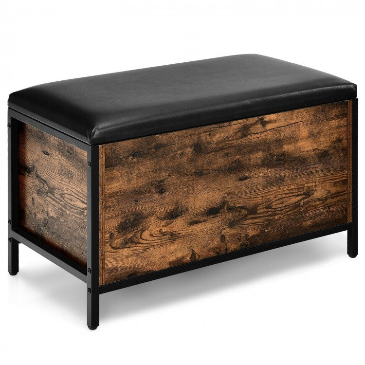 Vintage Entryway Padded Long Storage Ottoman Shoe Bench