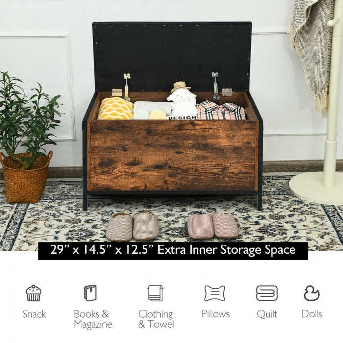 Vintage Entryway Padded Long Storage Ottoman Shoe Bench