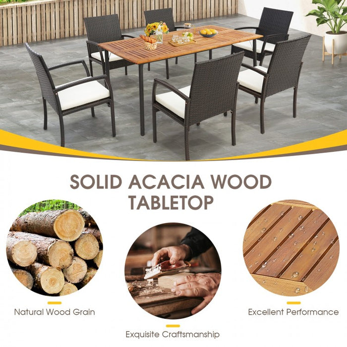Outdoor Dining Table with Umbrella Hole and Metal Legs - Suitable for Backyard, Patio, and Gatherings