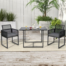 Load image into Gallery viewer, Outdoor Black Dining Table Set - 3-Piece Set with Foldable Backrests - Suitable for Patio, Backyard, and Poolside

