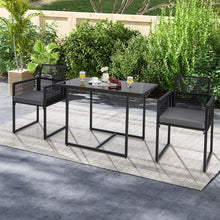 Load image into Gallery viewer, Outdoor Black Dining Table Set - 3-Piece Set with Foldable Backrests - Suitable for Patio, Backyard, and Poolside
