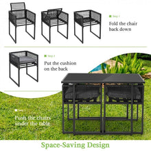Load image into Gallery viewer, Outdoor Black Dining Table Set - 3-Piece Set with Foldable Backrests - Suitable for Patio, Backyard, and Poolside
