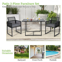 Load image into Gallery viewer, Outdoor Black Dining Table Set - 3-Piece Set with Foldable Backrests - Suitable for Patio, Backyard, and Poolside
