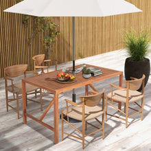 Load image into Gallery viewer, Outdoor Solid Wood Dining Table with Umbrella Hole - Seats Up to 6 People, Suitable for Patio and Backyard
