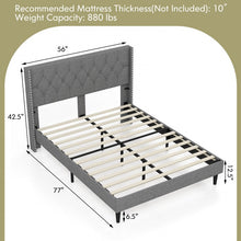 Load image into Gallery viewer, Gray Minimalist Upholstered Headboard Solid Wood Bed Frame
