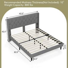 Load image into Gallery viewer, Gray Minimalist Upholstered Headboard Solid Wood Bed Frame
