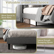 Load image into Gallery viewer, Gray Minimalist Upholstered Headboard Solid Wood Bed Frame
