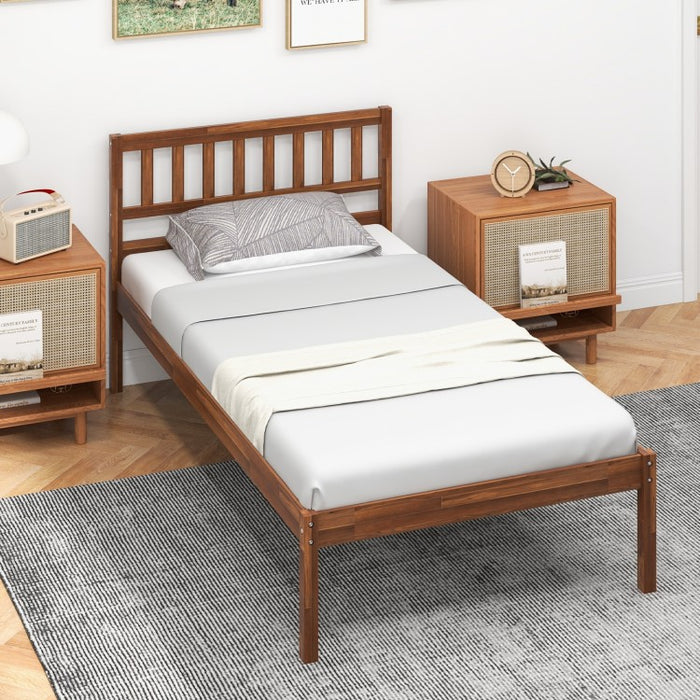 Rustic Vintage Style Solid Wood Bed Frame with Headboard