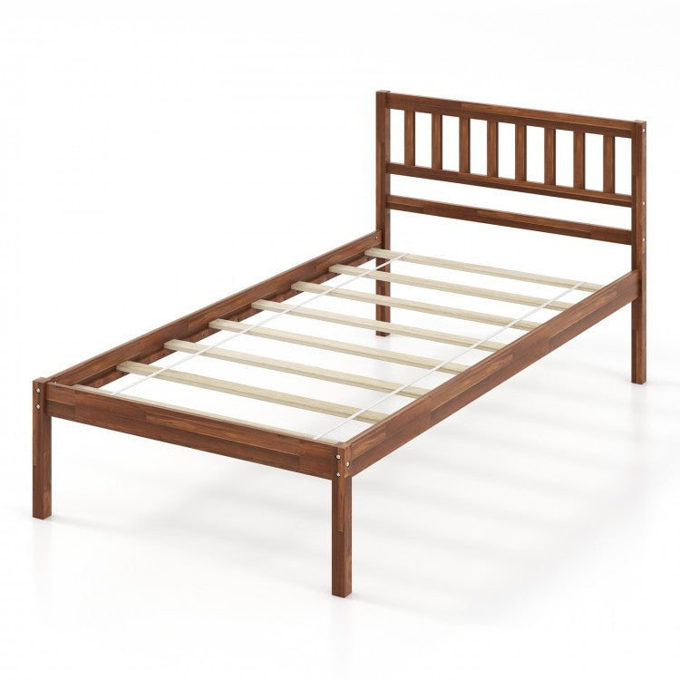 Rustic Vintage Style Solid Wood Bed Frame with Headboard