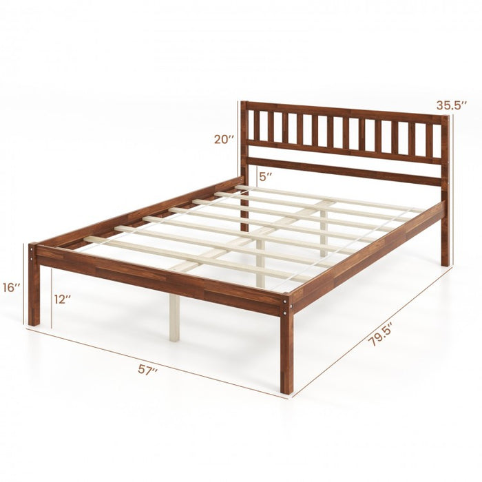 Rustic Vintage Style Solid Wood Bed Frame with Headboard