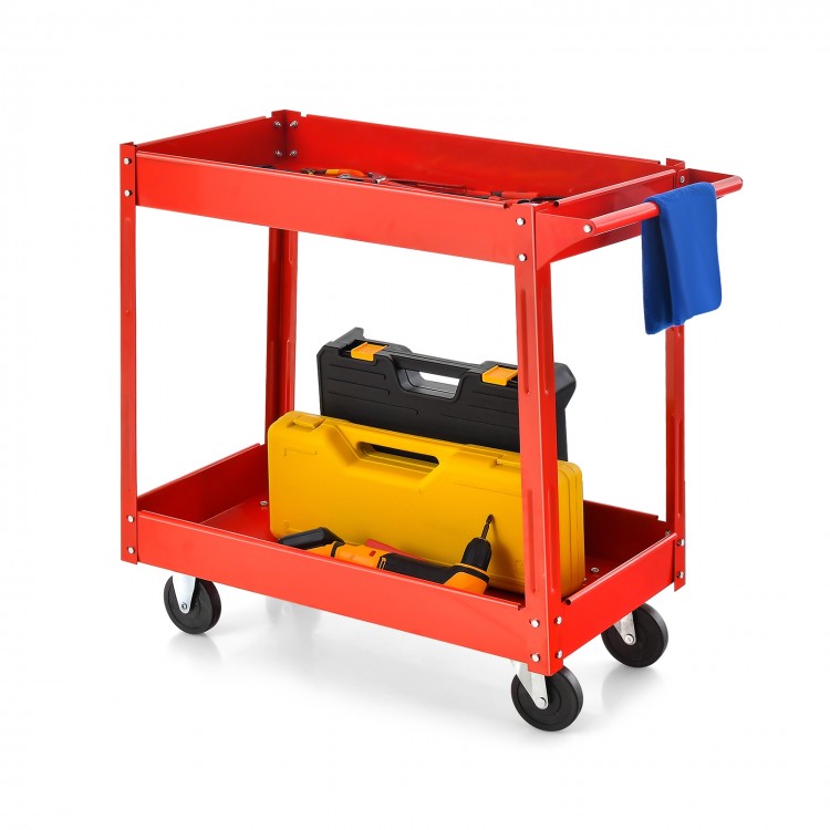 Outdoor Garden Garage 2-Tier Metal Structure Tool Cart
