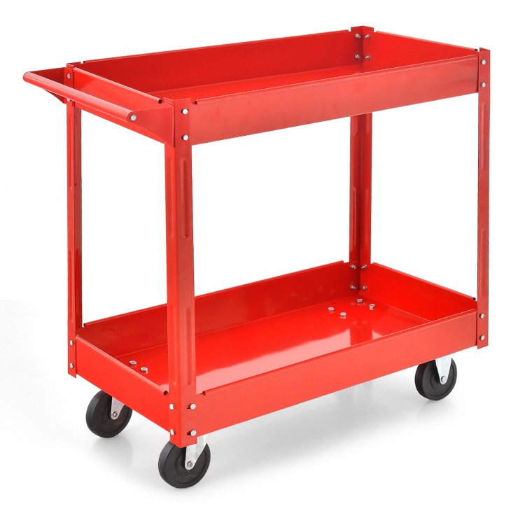 Outdoor Garden Garage 2-Tier Metal Structure Tool Cart