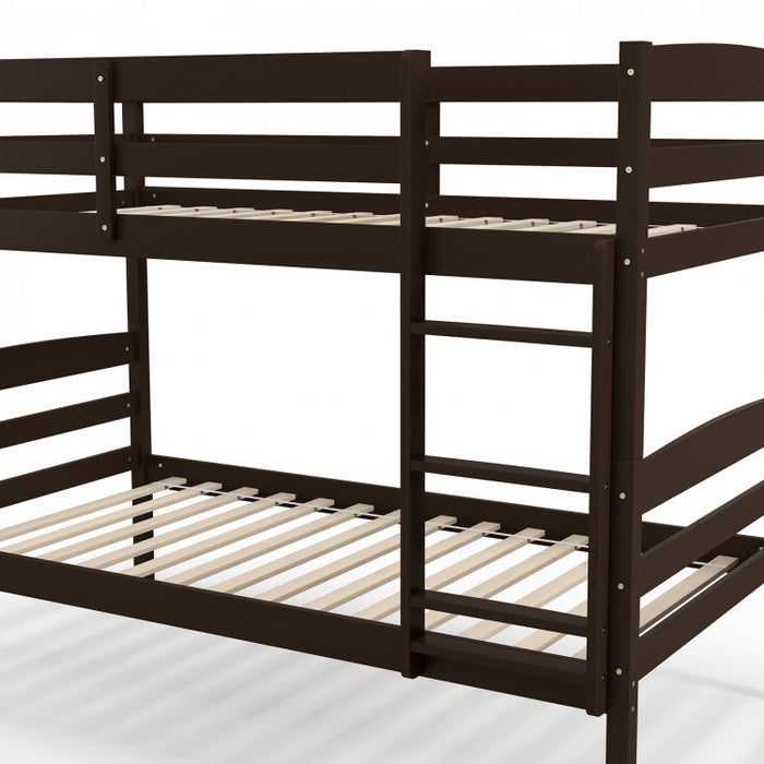 Solid Wood Bunk Bed with Safety Rails and Ladder for Bedroom