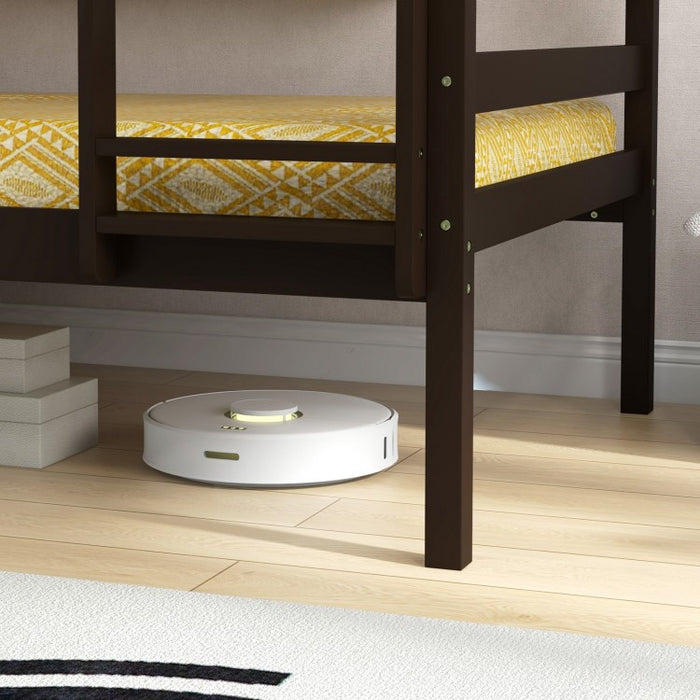 Solid Wood Bunk Bed with Safety Rails and Ladder for Bedroom