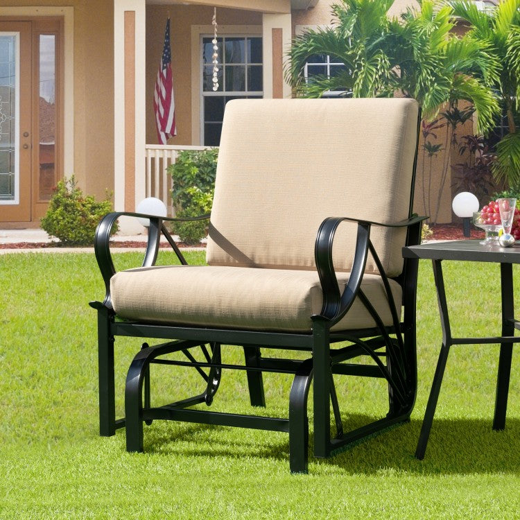 Outdoor Patio Garden Rocking Chair with Foam Seat Cushion