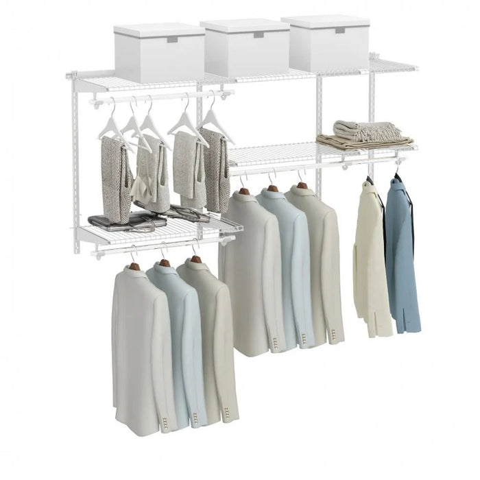 Wall-Mounted Custom Closet Organization Kit with Hanging Rod - Easy to Clean and Install, Ideal for Bedroom