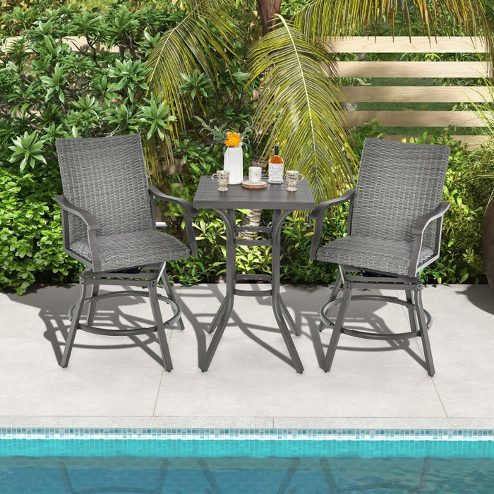 Costway Outdoor Swivel Patio Chair Bar Set - 2-Piece Suitable for Backyard and Pool