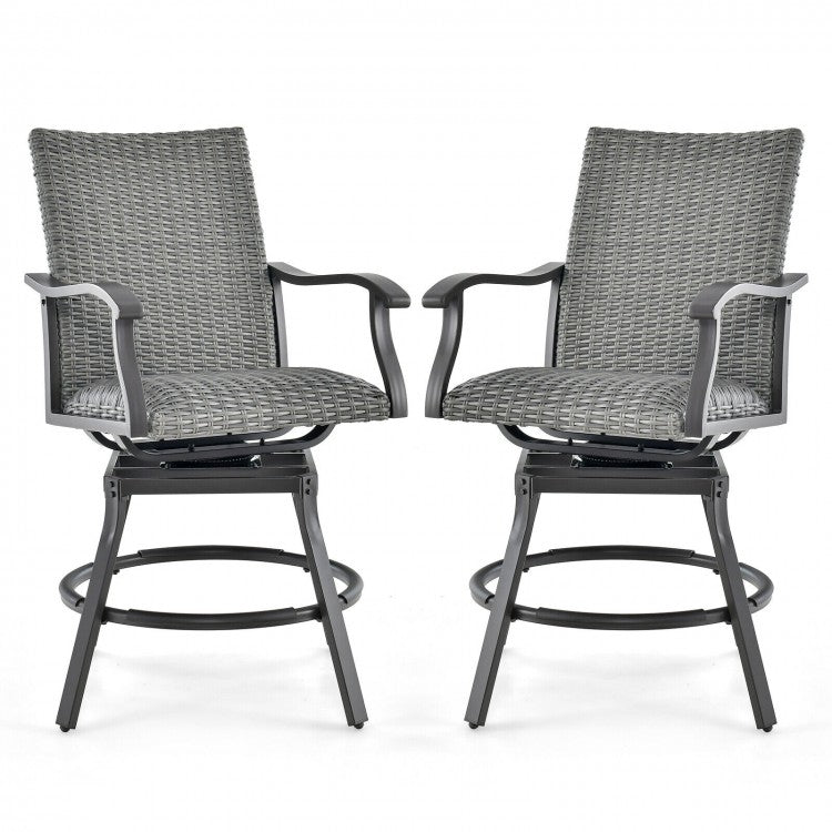 Costway Outdoor Swivel Patio Chair Bar Set - 2-Piece Suitable for Backyard and Pool