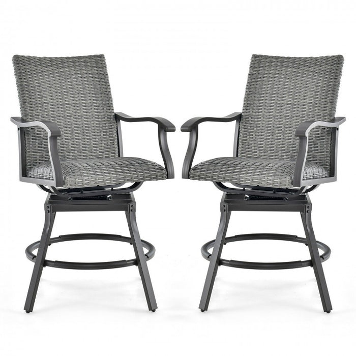 Costway Outdoor Swivel Patio Chair Bar Set - 2-Piece Suitable for Backyard and Pool