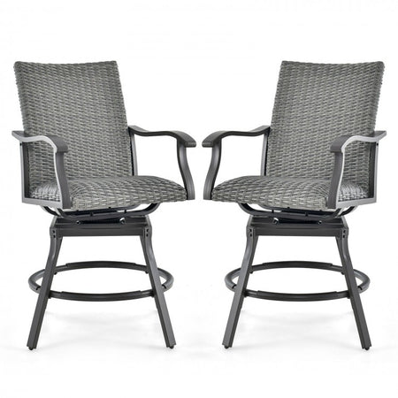 Costway Outdoor Swivel Patio Chair Bar Set - 2-Piece Suitable for Backyard and Pool