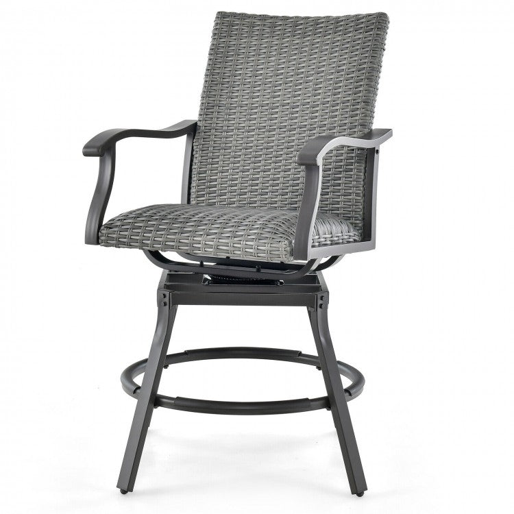Costway Outdoor Swivel Patio Chair Bar Set - 2-Piece Suitable for Backyard and Pool
