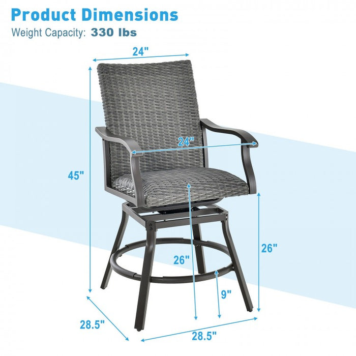 Costway Outdoor Swivel Patio Chair Bar Set - 2-Piece Suitable for Backyard and Pool
