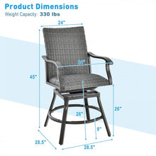 Load image into Gallery viewer, Costway Outdoor Swivel Patio Chair Bar Set - 2-Piece Suitable for Backyard and Pool
