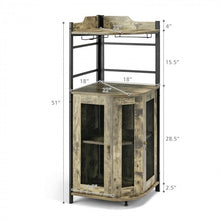 Load image into Gallery viewer, Costway Industrial Corner Bar Cabinet with Adjustable Shelves and Glass Supports - Suitable for Dining Room and Bar Decor
