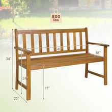 Load image into Gallery viewer, Outdoor Patio Garden Wooden 2-Seater Bench
