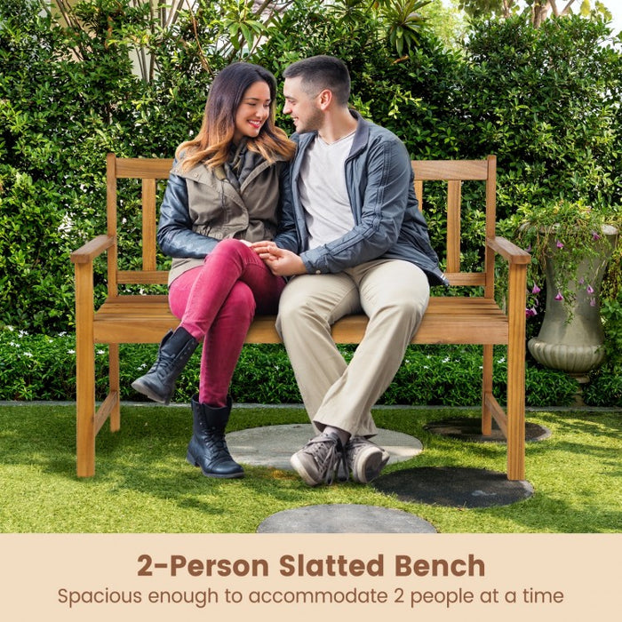 Outdoor Patio Garden Wooden 2-Seater Bench