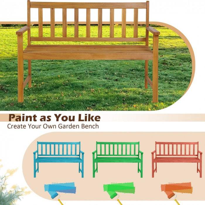 Outdoor Patio Garden Wooden 2-Seater Bench