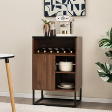 Load image into Gallery viewer, Costway Industrial Style Wall Bar Cabinet with Wine Rack and Sliding Door - Suitable for Kitchen and Dining Room
