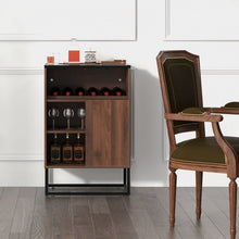 Load image into Gallery viewer, Costway Industrial Style Wall Bar Cabinet with Wine Rack and Sliding Door - Suitable for Kitchen and Dining Room
