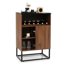Load image into Gallery viewer, Costway Industrial Style Wall Bar Cabinet with Wine Rack and Sliding Door - Suitable for Kitchen and Dining Room
