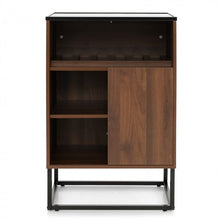 Load image into Gallery viewer, Costway Industrial Style Wall Bar Cabinet with Wine Rack and Sliding Door - Suitable for Kitchen and Dining Room
