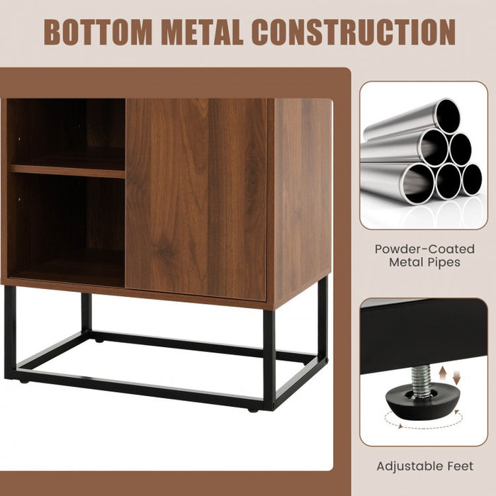 Costway Industrial Style Wall Bar Cabinet with Wine Rack and Sliding Door - Suitable for Kitchen and Dining Room