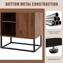 Load image into Gallery viewer, Costway Industrial Style Wall Bar Cabinet with Wine Rack and Sliding Door - Suitable for Kitchen and Dining Room
