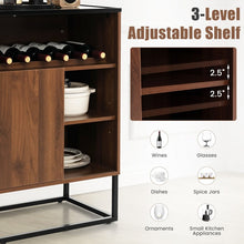 Load image into Gallery viewer, Costway Industrial Style Wall Bar Cabinet with Wine Rack and Sliding Door - Suitable for Kitchen and Dining Room
