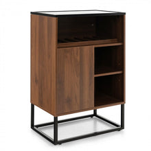 Load image into Gallery viewer, Costway Industrial Style Wall Bar Cabinet with Wine Rack and Sliding Door - Suitable for Kitchen and Dining Room
