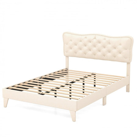 Solid Wood Bed Frame with High-Density Foam Headboard