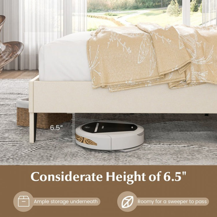 Solid Wood Bed Frame with High-Density Foam Headboard