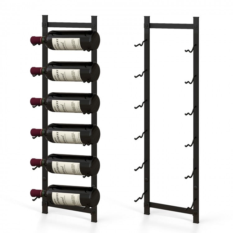 Black Wall Hanging Wine Rack - Suitable for Living Room and Dining Room